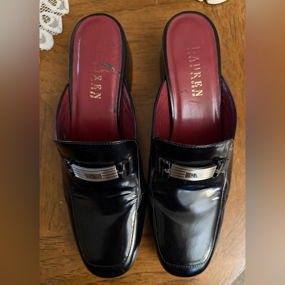 Ralph Lauren Black Backless Heel- Size 8